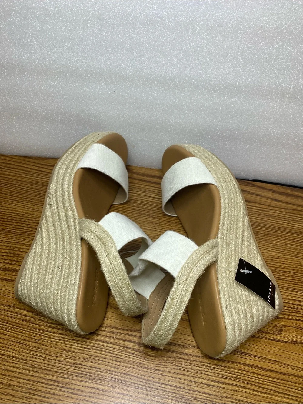 Torrid Women's Espadrille Wedge Sandals Ankle Strap Slip On White Size 11 New